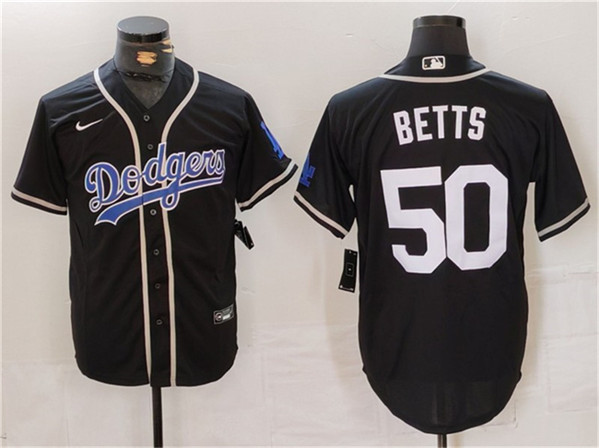 Los Angeles Dodgers #50 Mookie Betts Black Fashion Cool Base Stitched Jersey - Click Image to Close